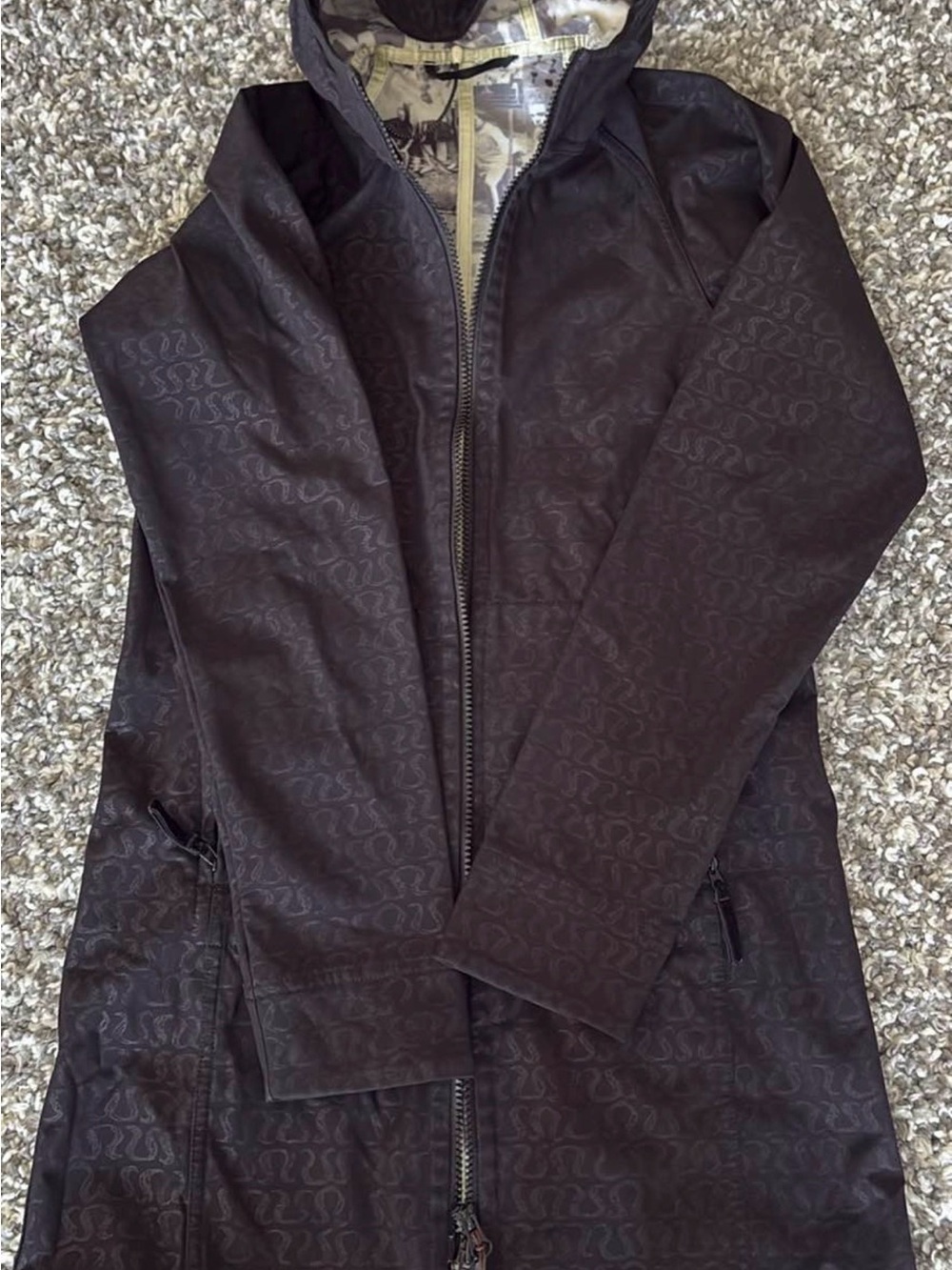 lululemon athletica black with logo graphics Hooded Zip-Front Rain Jacket